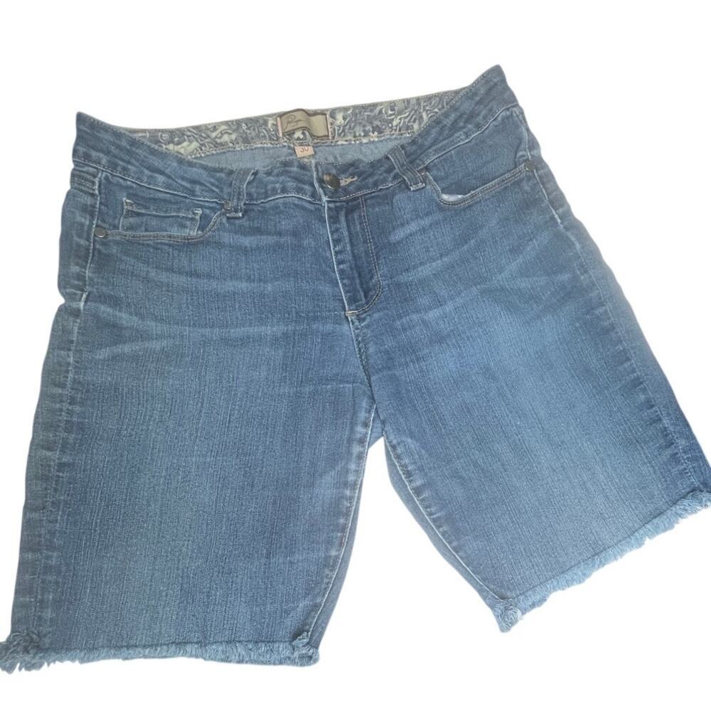 Paige Monte Boot Cutoff Shorts 30 Y2K Denimcore Raw Hem Made in USA Denimcore